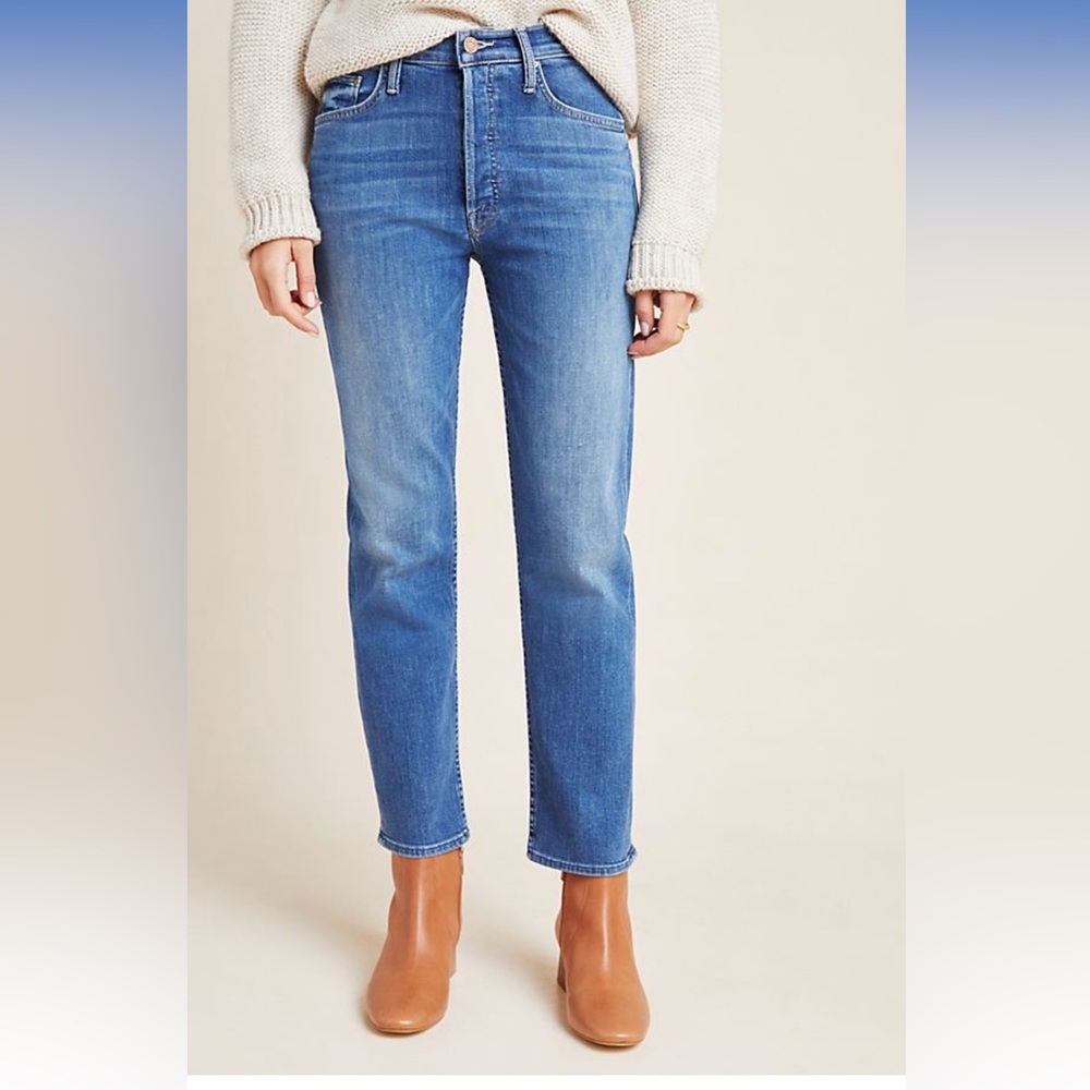 MOTHER Blue Straight Leg Jeans